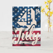 インディペンデンス7月4日アメリカ国旗のヴィンテージ脚本 カード (黄色い花)