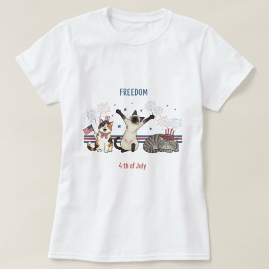 インディペンデントおもしろい誌 – 7月4日Cat Tシャツ (デザイン正面)