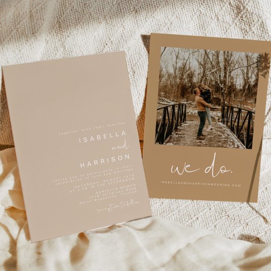 インディボヘミアンベージュとテラコッタフォト結婚ズ 招待状