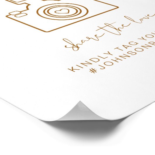 インディボヘミアンOhスナップ写真のハッシュタグ結婚のサイン ポスター (角)