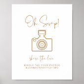 インディボヘミアンOhスナップ写真のハッシュタグ結婚のサイン ポスター (正面)