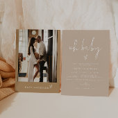 インディボホアーストーンベージュオベビーベビーシャワー 招待状