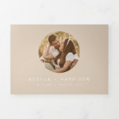 インディボホクリーミーベージュアーストー結婚ン 三つ折り招待状 (カバー)