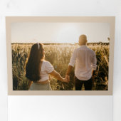 インディボホクリーミーベージュアーストー結婚ン 三つ折り招待状 (内部最初)