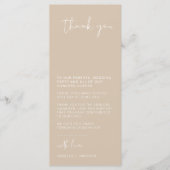 インディボホベージュ結婚のテーブルサンキューカード メニュー (正面)