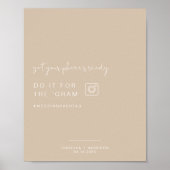 インディボホーベージュインスタグラム結婚ハッシュタグのサイン ポスター (正面)