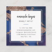 インディモダンゴブルー金ゴールド大理石化粧アーティスト スクエア名刺 (裏面)