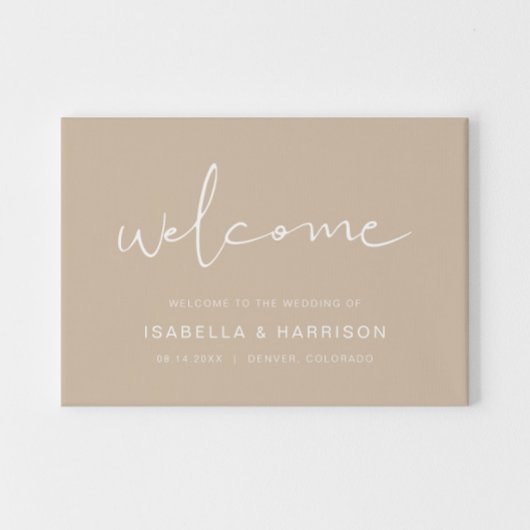 インディモダンボヘミアンクリームベージュ結婚の歓迎 キャンバスプリント