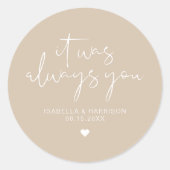 インディモダンボヘミアン自然ベージュ結婚式の引き出物 ラウンドシール (正面)