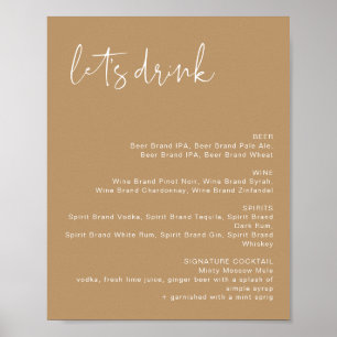 インディーズ ボーホー アーストーン Let's Drink バーメニュー看板 ポスター