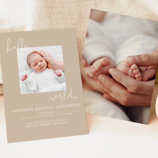インディーボヘミアン新生児1枚の写真の誕生告知 招待状