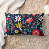インディ鮮やか花柄ピロー ランバークッション (ブランケット)