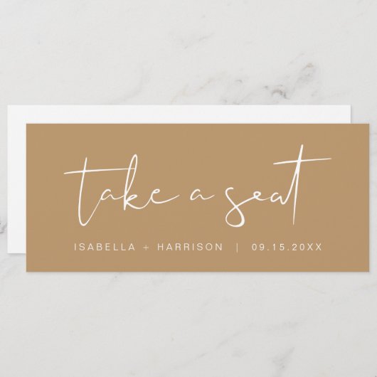 インディBoho Earth Tone Take a Seat Header Card 招待状 (正面/裏面)