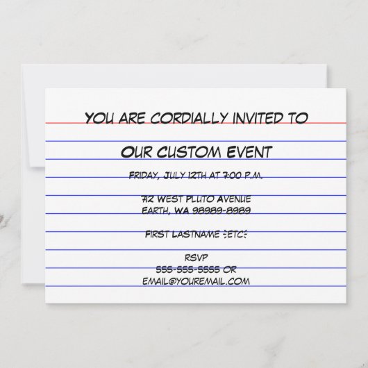 インデックスカード 招待状 (正面)