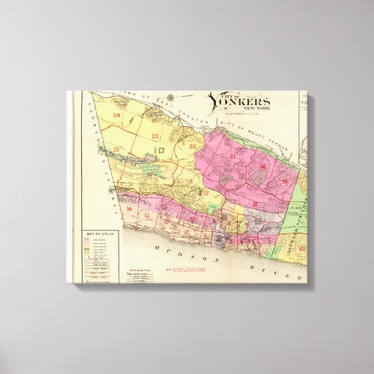 インデックス地図Yonkers atlas キャンバスプリント (正面)