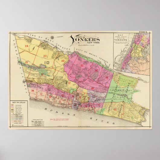 インデックス地図Yonkers atlas ポスター (正面)