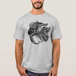 イントリケート トライバル マンダラ ベタ フィッシュ オルネイト Tシャツ