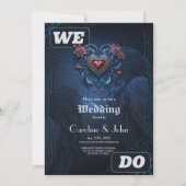 イントリックで構成される芸術的に設計されたゴシックハート 招待状 (正面)