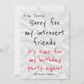 イントロバートの誕生日招待状-おもしろい招待状 招待状 (正面)