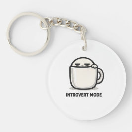 イントロバートモードオン - かわいい疲れたキャラクターのコーヒーミュー キーホルダー