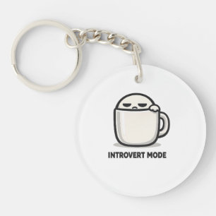 イントロバートモードオン - かわいい疲れたキャラクターのコーヒーミュー キーホルダー