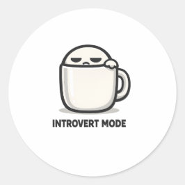 イントロバートモードオン - かわいい疲れたキャラクターのコーヒーミュー ラウンドシール