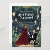 インドでの婚約のお知らせ 結婚指輪の交換式にご招待します 招待状 (正面/裏面)