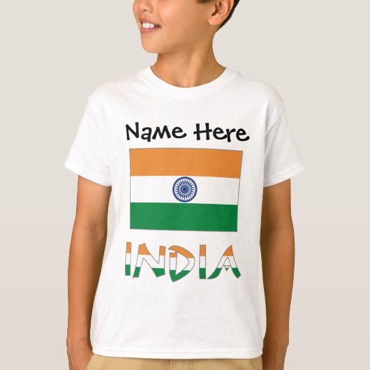 インドとインディアン国旗の名前 Tシャツ (正面)