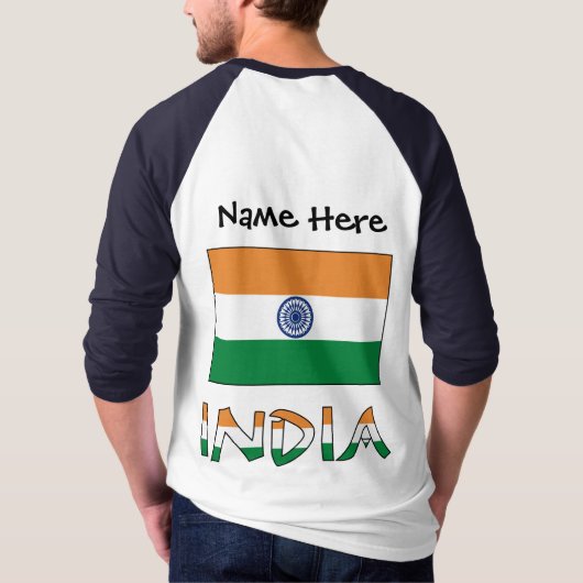 インドとインディアン国旗の名前 Tシャツ (裏面)