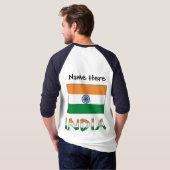 インドとインディアン国旗の名前 Tシャツ (裏面フル)