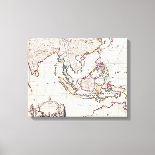 インドと東インディの地図 キャンバスプリント (正面)
