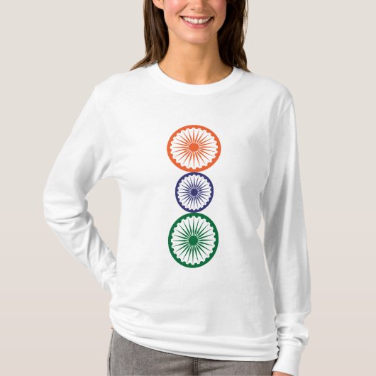 インドのアショカチャクラ配置 Tシャツ (正面)