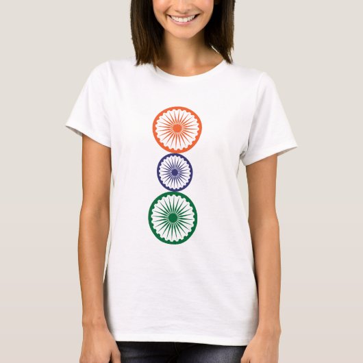 インドのアショカチャクラ配置 Tシャツ (正面)