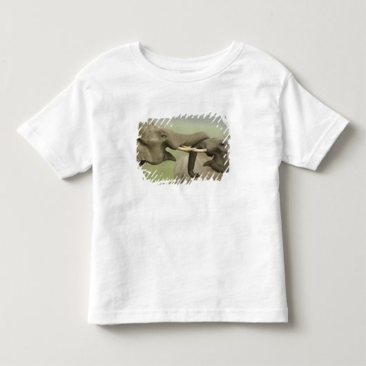 インドのアジア象の戦い遊び トドラーTシャツ (正面)