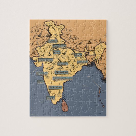 インドのイラスト入りの地図 ジグソーパズル (縦)