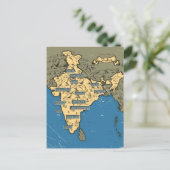 インドのイラスト入りの地図 案内ポストカード (スタンド正面)