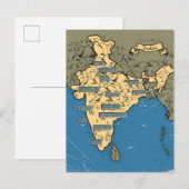 インドのイラスト旅行地図 インビテーションポストカード (正面/裏面)