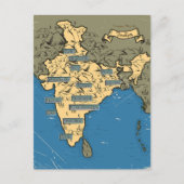 インドのイラスト旅行地図 インビテーションポストカード (正面)