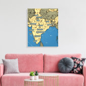 インドのイラスト旅行地図 キャンバスプリント (インサイチュ (リビング))