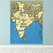 インドのイラスト旅行地図 キャンバスプリント (インサイチュ (ウッドフロア))
