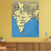インドのイラスト旅行地図 キャンバスプリント (インサイチュ (リビング))