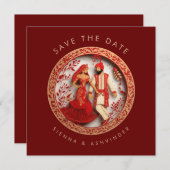 インドのウェディングカップル 保存日付 セーブザデート (正面/裏面)