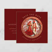 インドのウェディングカップル　保存日 セーブザデート (正面/裏面)