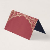 インドのウェディング用プレースカード(金、白、青) (裏面)