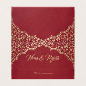 インドのウェディング用プレースカード(金、白、青) (外部フラット)