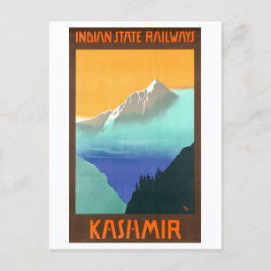 インドのカシミールのヴィンテージ旅行のポスター ポストカード
