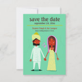 インドのカップル Save the Date 発表 招待状 (正面)