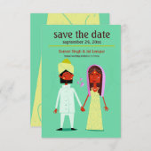インドのカップル Save the Date 発表 招待状 (正面/裏面)