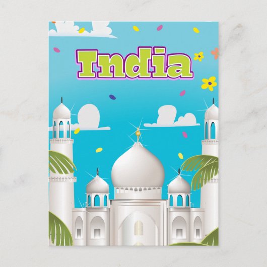 インドのカートゥーン旅行のプリント ポストカード (正面)