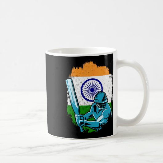 インドのクリケット選手 インド国旗 クリケットファン コーヒーマグカップ (右)